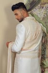 Shop_YAJY by Aditya Jain_Pink Silk Embroidery Thread Sherwani Set _at_Aza_Fashions