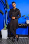 Buy_YAJY by Aditya Jain_Black Silk Embroidered Cutdana And Bead Kurta & Pant Set _at_Aza_Fashions