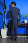 Shop_YAJY by Aditya Jain_Blue Linen Satin Embroidered Thread Front Open Kurta And Trouser Set _at_Aza_Fashions