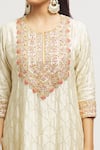 Buy_Surbhi Shah_Off White Silk, Organza Sequins, Embroidery Round Neck Hand Kurta Pant Set _Online_at_Aza_Fashions