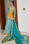 Buy_The Royaleum_Green Silk, Crepe Mirrors, Beads Triya Bandhani Print Lehenga Set _Online_at_Aza_Fashions