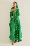 Buy_Shyam Narayan Prasad_Emerald Green Brocade Woven And Embroidered Bloom Panelled Anarkali Set  