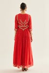 Shop_Shyam Narayan Prasad_Red Brocade Woven And Embroidered Floral V Neck Panelled Anarkali Set _at_Aza_Fashions