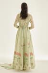 Shop_Shyam Narayan Prasad_Green Silk Chanderi Printed And Embroidered Floral Hand Block & Anarkali Set _at_Aza_Fashions