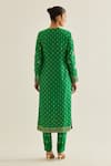 Shop_Shyam Narayan Prasad_Emerald Green Brocade Woven And Embroidered Floral Pattern & Botanical Kurta Set _at_Aza_Fashions