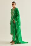 Buy_Shyam Narayan Prasad_Emerald Green Brocade Woven And Embroidered Floral Pattern & Botanical Kurta Set _Online_at_Aza_Fashions