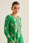 Shop_Shyam Narayan Prasad_Emerald Green Brocade Woven And Embroidered Floral Pattern & Botanical Kurta Set _Online_at_Aza_Fashions