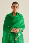 Shop_Shyam Narayan Prasad_Emerald Green Brocade Woven And Embroidered Floral Pattern & Botanical Kurta Set 