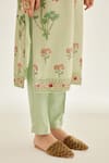 Buy_Shyam Narayan Prasad_Green Silk Chanderi Printed And Embroidered Floral Hand Block & Kurta Set 