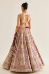 Shop_Shyam Narayan Prasad_Purple Silk Embroidered Zari Work Leaf Neck Botanic Lehenga Set _at_Aza_Fashions