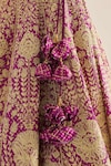 Buy_Shyam Narayan Prasad_Purple Silk Embroidered Zari Work Leaf Neck Botanic Lehenga Set _Online_at_Aza_Fashions