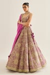 Shop_Shyam Narayan Prasad_Purple Silk Embroidered Zari Work Leaf Neck Botanic Lehenga Set _Online_at_Aza_Fashions