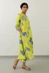 Buy_Silai Studio_Yellow Silk Print Anaar V Neck A-line Kurta  _Online_at_Aza_Fashions