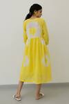 Shop Silai Studio Yellow Cotton V-neck Bandhani Pattern Dress With Inner at Aza Fashions Shop_Silai Studio_Yellow Cotton V-neck Bandhani Pattern Dress With Inner_at_Aza_Fashions