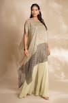 Buy_Chaashni by Maansi and Ketan_Green Silk Printed One-shoulder Tunic And Pant Set _at_Aza_Fashions