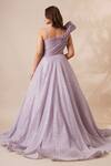 Shop_Chaashni By Maansi And Ketan_Purple Cut Work, Sequins Asymmetric Draped Cutdana Embellished Gown _at_Aza_Fashions