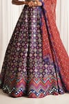 Chaashni by Maansi and Ketan_Purple Silk Embroidered Cutdana Boat Geometric Print Lehenga Set_Online_at_Aza_Fashions