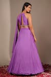 Shop_Chaashni By Maansi And Ketan_Purple Georgette Sequins, Embroidery Halter Neck Placement Lehenga And Blouse Set_at_Aza_Fashions