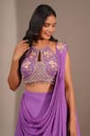 Buy_Chaashni By Maansi And Ketan_Purple Georgette Sequins, Embroidery Halter Neck Placement Lehenga And Blouse Set_Online_at_Aza_Fashions