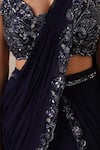 Shop_Chaashni by Maansi and Ketan_Blue Georgette Hand Embroidered Sequin Halter Neck Ruffle Saree With Blouse_Online_at_Aza_Fashions