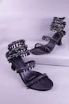 Sana K luxurious Footwear_Black Embellished Rhinestone Heels _Online_at_Aza_Fashions