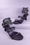 Buy_Sana K luxurious Footwear_Black Embellished Rhinestone Heels _Online_at_Aza_Fashions