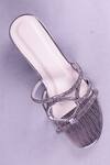 Shop_Sana K luxurious Footwear_Silver Rhinestones Embellished Cross Strap Heels _at_Aza_Fashions