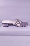 Buy_Sana K luxurious Footwear_Silver Rhinestones Embellished Cross Strap Heels _Online_at_Aza_Fashions