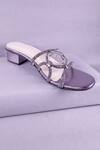 Shop_Sana K luxurious Footwear_Silver Rhinestones Embellished Cross Strap Heels _Online_at_Aza_Fashions
