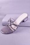 Sana K luxurious Footwear_Silver Rhinestones Embellished Cross Strap Heels _at_Aza_Fashions