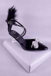 Sana K luxurious Footwear_Black Embellished Rhinestone Bow Heels _Online_at_Aza_Fashions