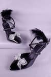 Sana K luxurious Footwear_Black Embellished Rhinestone Bow Heels _at_Aza_Fashions