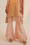 Sheela Suthar_Peach Silk, Tissue, Georgette Sequins, Floral Cutwork Tunic And Pant Set _Online_at_Aza_Fashions