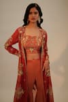 Sheela Suthar_Orange Tissue, Georgette, Organza, Crepe Sequins, Jacket And Gharara Set _Online_at_Aza_Fashions