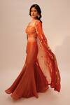 Buy_Sheela Suthar_Orange Tissue, Georgette, Organza, Crepe Sequins, Jacket And Gharara Set _Online_at_Aza_Fashions