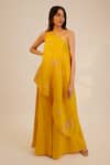 Buy Sheela Suthar Yellow Silk, Crepe, Tissue Sequins, Embroidery One Asymmetric Tunic And Pant Set Online at Aza Fashions Buy_Sheela Suthar_Yellow Silk, Crepe, Tissue Sequins, Embroidery One Asymmetric Tunic And Pant Set _Online_at_Aza_Fashions