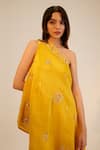 Shop Sheela Suthar Yellow Silk, Crepe, Tissue Sequins, Embroidery One Asymmetric Tunic And Pant Set Online at Aza Fashions Shop_Sheela Suthar_Yellow Silk, Crepe, Tissue Sequins, Embroidery One Asymmetric Tunic And Pant Set _Online_at_Aza_Fashions
