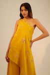 Sheela Suthar Yellow Silk, Crepe, Tissue Sequins, Embroidery One Asymmetric Tunic And Pant Set at Aza Fashions Sheela Suthar_Yellow Silk, Crepe, Tissue Sequins, Embroidery One Asymmetric Tunic And Pant Set _at_Aza_Fashions