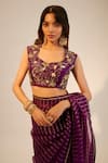 Buy_Sheela Suthar_Purple Silk, Organza Embroidery Scoop Neck Hand Saree With Blouse 