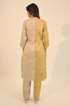 Shop Sheela Suthar Gold Handloom Cotton, Silk V-neck Color Block Kurta And Pant Set at Aza Fashions Shop_Sheela Suthar_Gold Handloom Cotton, Silk V-neck Color Block Kurta And Pant Set _at_Aza_Fashions