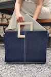 ADISEE_Blue Woven River Denim Structured Tote Bag_at_Aza_Fashions