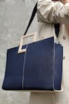 Buy_ADISEE_Blue Woven River Denim Structured Tote Bag