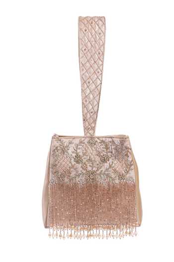 Shop_Fuchsia by aashaka mehta_Pink Beads, Sequins, Zari Crystal Cascade Embroidered Clutch _at_Aza_Fashions