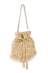 Shop_Fuchsia by aashaka mehta_Gold Sequins, Beads, Zari Maharani Embroidered Potli Bag _at_Aza_Fashions