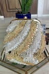 Buy_Fuchsia by aashaka mehta_Gold Sequins, Beads, Crystals Glamour Embroidered Potli Bag _at_Aza_Fashions