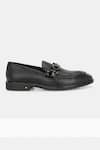 Shop_Lafattio_Black Textured Animal Pattern Loafers _Online_at_Aza_Fashions
