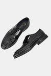 Lafattio_Black Textured Leather Shoes  _Online_at_Aza_Fashions