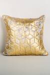 Shop_Elm & Oak_Gold Front Cotton Velvet Printed Foil Cushion Cover_at_Aza_Fashions