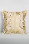 Shop_Elm & Oak_Cream Front Cotton Velvet Printed Honey Foil Cushion Cover_at_Aza_Fashions
