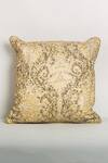 Shop_Elm & Oak_Cream Front Cotton Velvet Printed Amber Foil Cushion Cover_at_Aza_Fashions